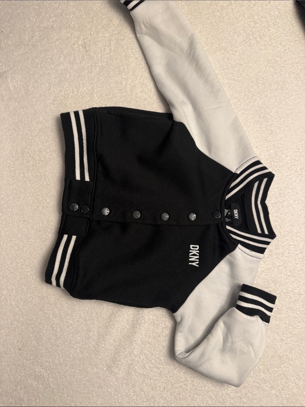 DKNY Black and White Kids Letterman Jacket